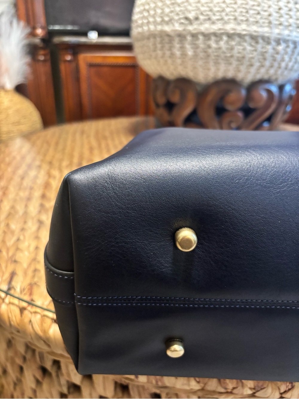 Coach Empire 40 Navy Leather Satchel with Gold Hardware - Picture 10 of 14